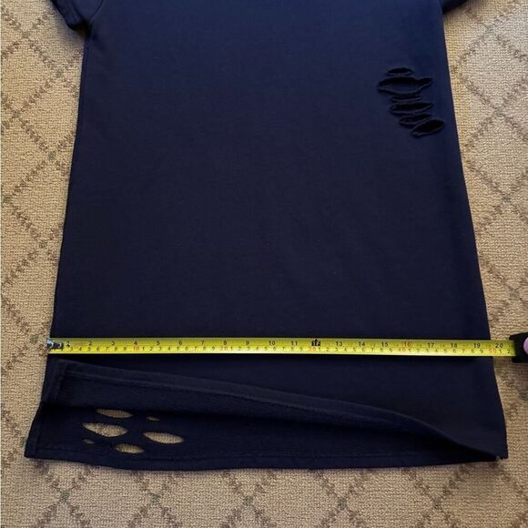 Honey Punch Navy distressed crew nwck sweatshirt dress w Smiley Face S - Picture 7 of 11